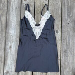 Victoria's Secret Baby Pink Black Slip Dress Lace Nightgown Y2k Women's Small
